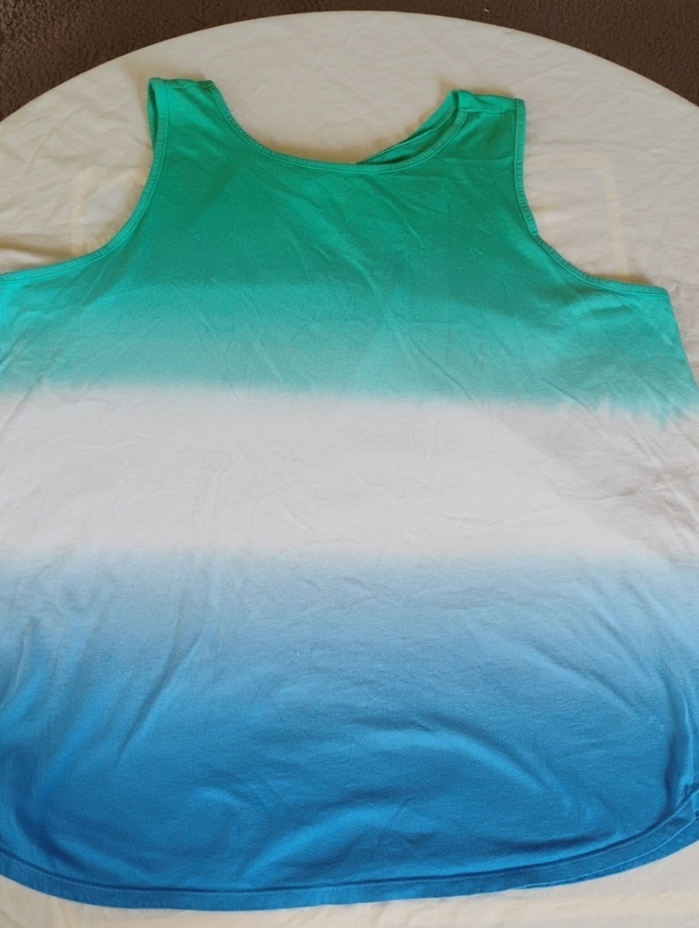 Terra & Sky Teal Ombre Tank Top with White Accent Women's 1X 100% Cotton